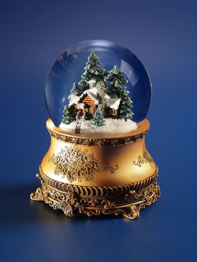 Boule à neige GLASSGLOBE avec tempête automatique et lumières intérieures