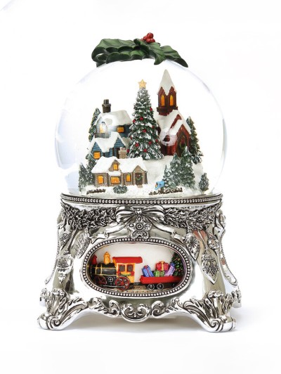 Beeindruckende Weihnachts-Schneekugel mit Spieluhr „Weihnachtsmärchen“, mit Beleuchtung und automatischem Schneewirbel