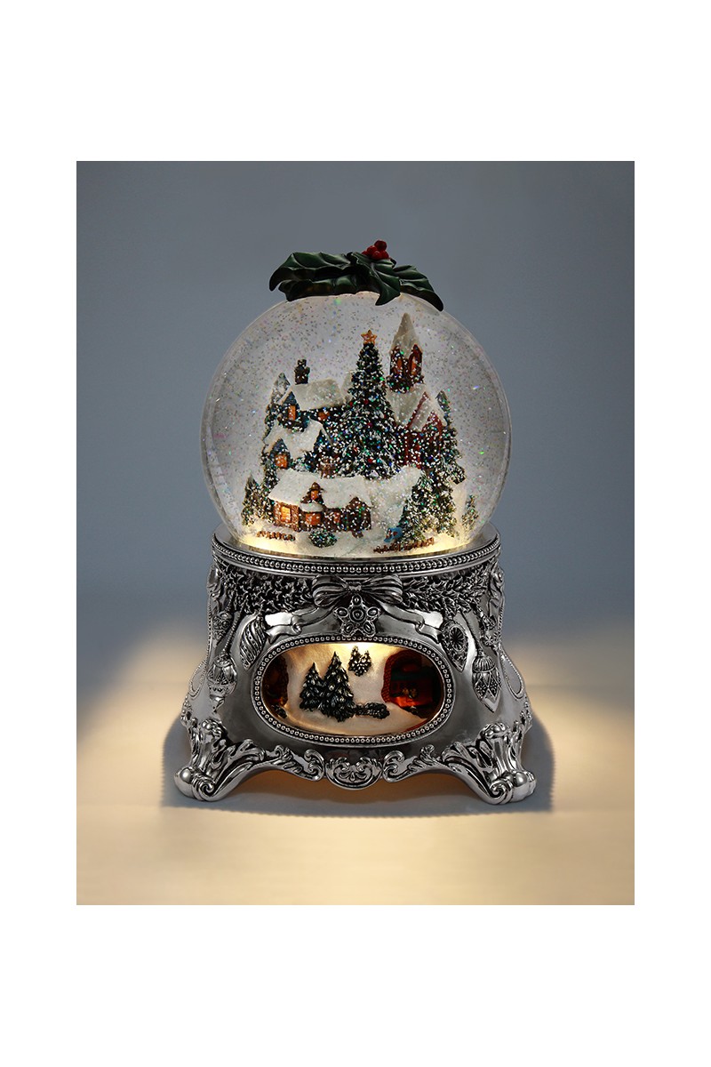 Beeindruckende Weihnachts-Schneekugel mit Spieluhr „Weihnachtsmärchen“, mit Beleuchtung und automatischem Schneewirbel