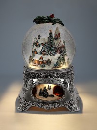 Beeindruckende Weihnachts-Schneekugel mit Spieluhr „Weihnachtsmärchen“, mit Beleuchtung und automatischem Schneewirbel