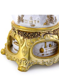 Beeindruckende Schneekugel mit Spieluhr „Goldenes Weihnachtsmärchen“, mit Beleuchtung und automatischem Schneesturm