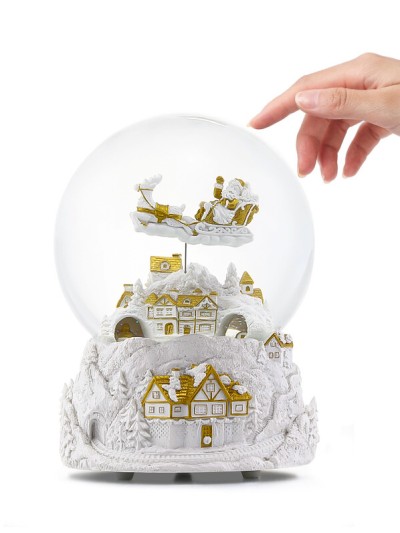 La Grande Boule à Neige « Réveillon de Noël, Le Père Noël est bientôt là ! », Un Petit Train à Vapeur Passant dans Le Village et