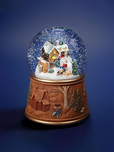 Boule à neige GLASSGLOBE avec moulin à eau, éclairage des maisons et tempête automatique