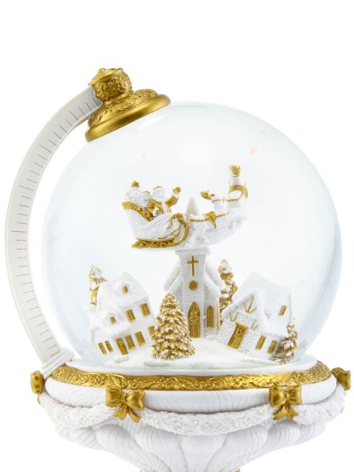 La boule à neige de Noël en forme de globe avec tempête de neige automatique et illuminations.