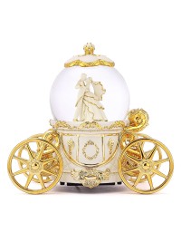 Goldene Schneekugel-Kutsche „Walzer der Liebe“ mit Beleuchtung, Rotation und Spieluhr