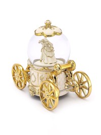 Goldene Schneekugel-Kutsche „Walzer der Liebe“ mit Beleuchtung, Rotation und Spieluhr