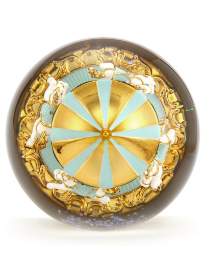 Boule à neige tendance "Carrousel Turquoise" avec cristaux Swarovski.