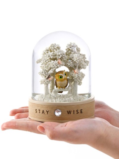 Boule à Neige avec Hibou, Symbole de Sagesse et de Connaissance I Glassglobe