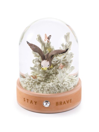 Boule à Neige Stay Brave - Boule à Neige avec Aigle, Symbole de Courage et d'Inspiration