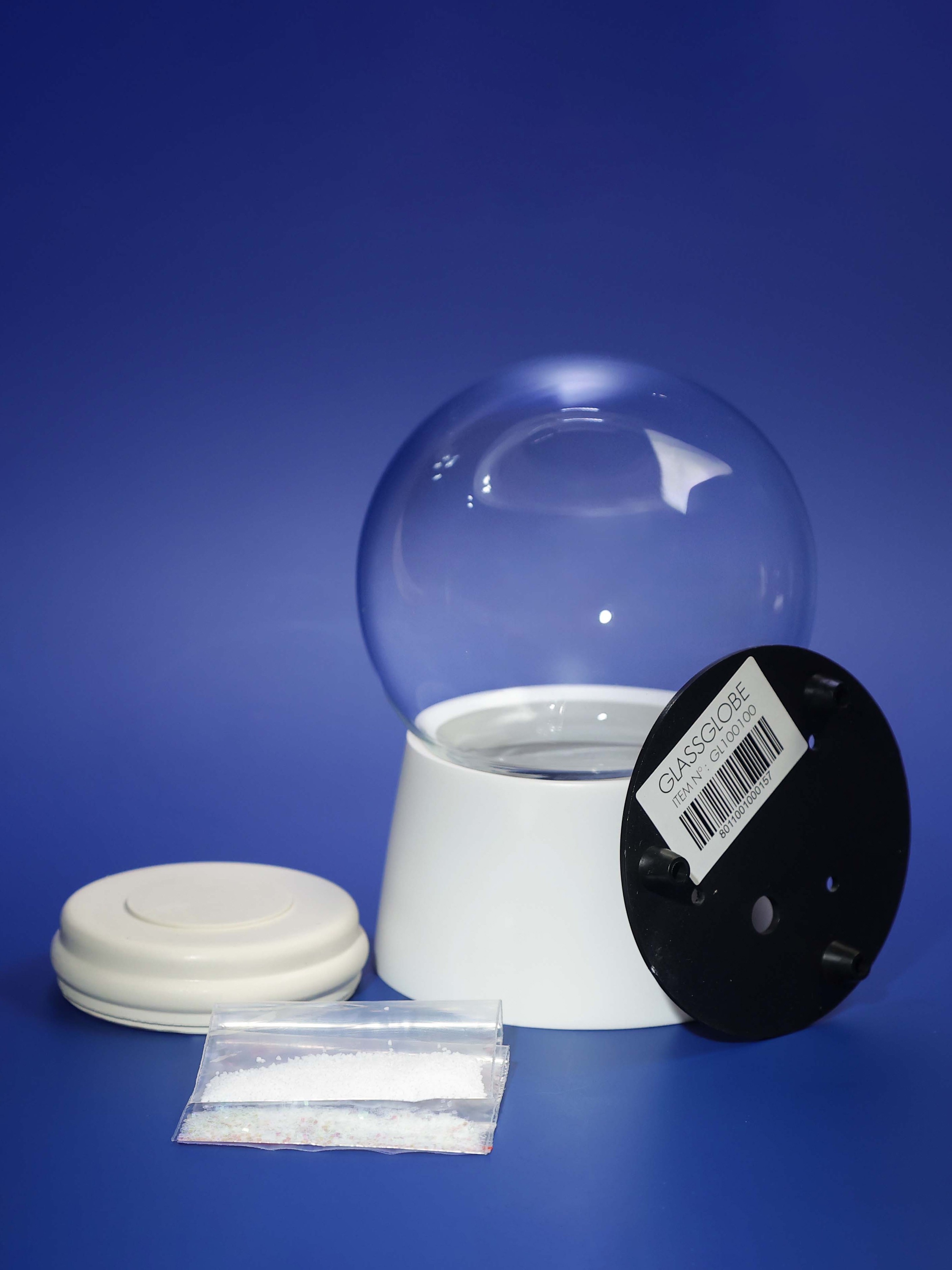 Kit DIY Boule à Neige - Boule En Verre 65mm - Socle Blanc - Crée Ta Propre Boule à Neige - Cadeau Créatif