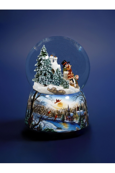 Weihnachts-Schneekugel „Winterferien“ – Schneekugel mit Spieluhr aus Glas, Dekoration und Geschenkidee