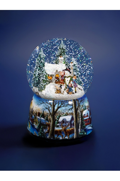 Weihnachts-Schneekugel „Winterferien“ – Schneekugel mit Spieluhr aus Glas, Dekoration und Geschenkidee
