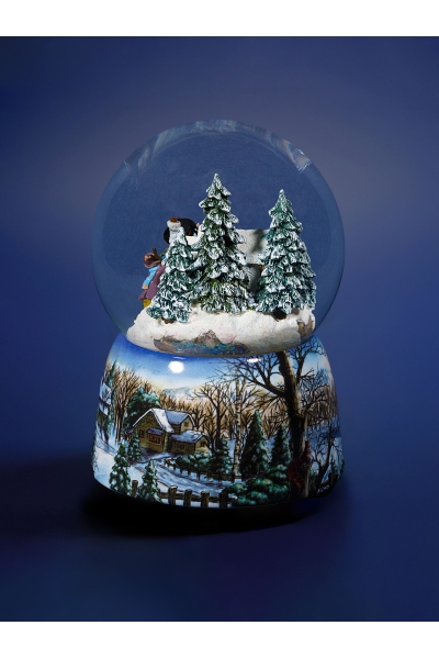 Boule à neige de Noël "Vacances d’hiver" – snow globe musicale en verre, décoration et cadeau de Noël