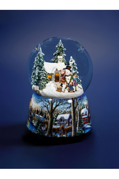 Weihnachts-Schneekugel „Winterferien“ – Schneekugel mit Spieluhr aus Glas, Dekoration und Geschenkidee