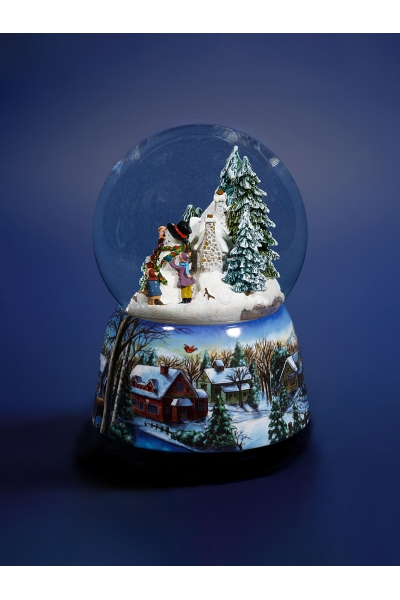Boule à neige de Noël "Vacances d’hiver" – snow globe musicale en verre, décoration et cadeau de Noël
