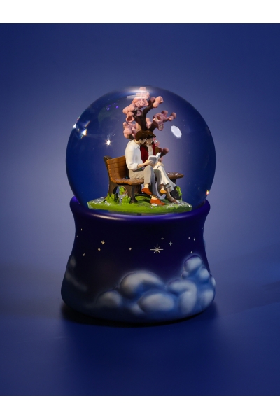 Boule à neige Histoire d’amour – snow globe musicale romantique en verre avec effet de neige et mélodie « La Vie en Rose »