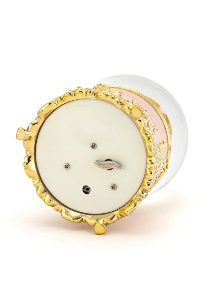 Schneekugel „Rosa Karussell“ – elegante Schneekugel mit Spieluhr, Swarovski-Kristallen und goldenen Details