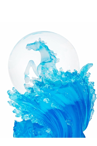 Boule à neige lumineuse moderne avec cheval et effet tourbillon