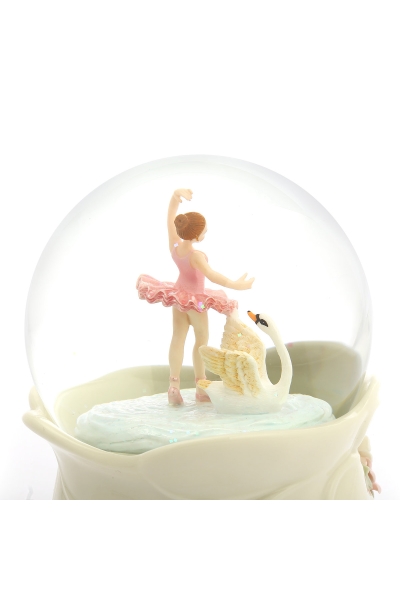Schneekugel „Schwanensee“ – Schneekugel mit Spieluhr, Ballerina, Beleuchtung und automatischem Schneewirbel