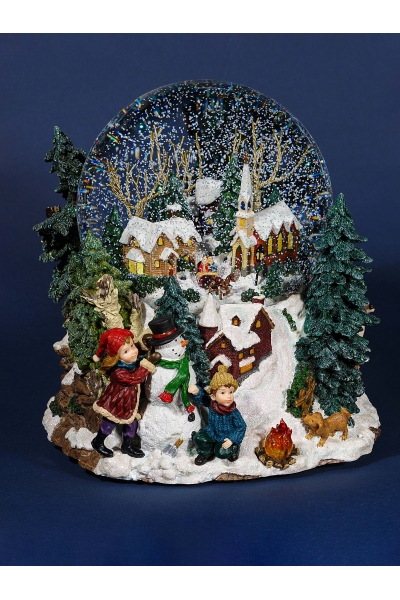 Magnifique géante boule à neige de Noël musicale et lumineuse avec neige tourbillonnante