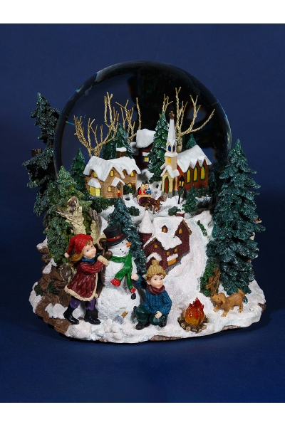 Magnifique géante boule à neige de Noël musicale et lumineuse avec neige tourbillonnante