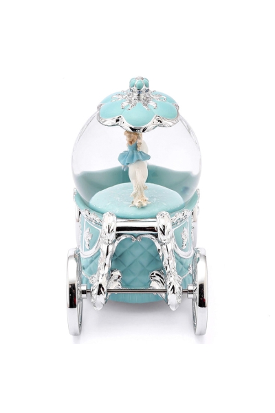 Boule à neige avec carrosse de princesse, mélodie "La vie en rose", éclairage et rotation