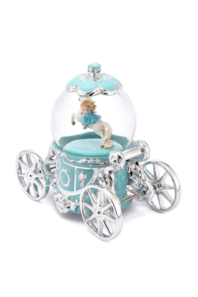 Boule à neige avec carrosse de princesse, mélodie "La vie en rose", éclairage et rotation