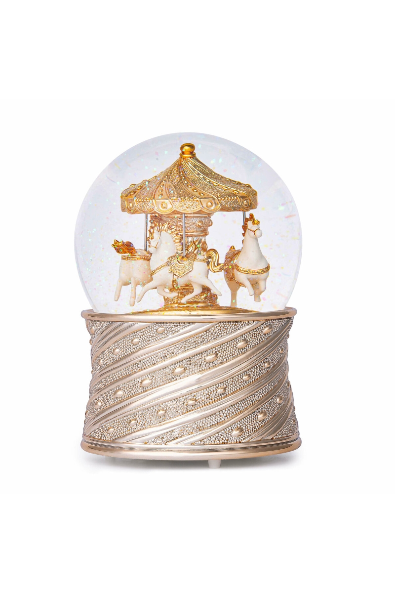 Boule à neige musicale Carrousel doré avec chevaux | GLASSGLOBE
