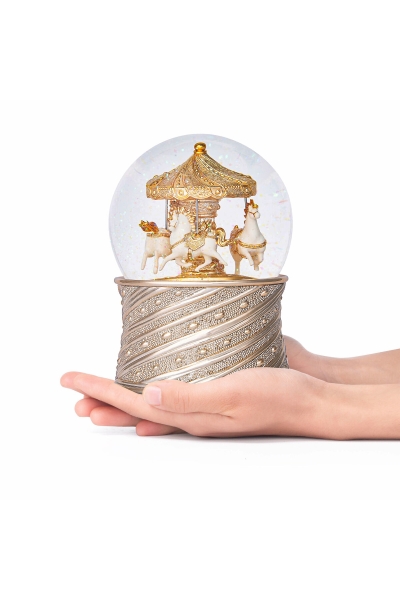 Schneekugel mit Musik & Licht – Karussell mit Pferden | GLASSGLOBE