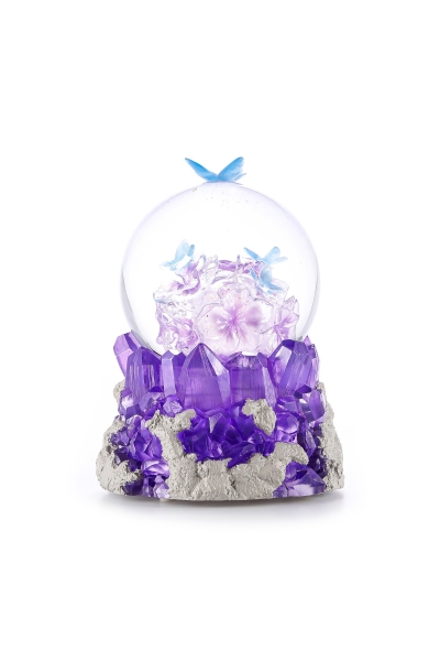 Boule à neige Violettes musicale et lumineuse | GLASSGLOBE