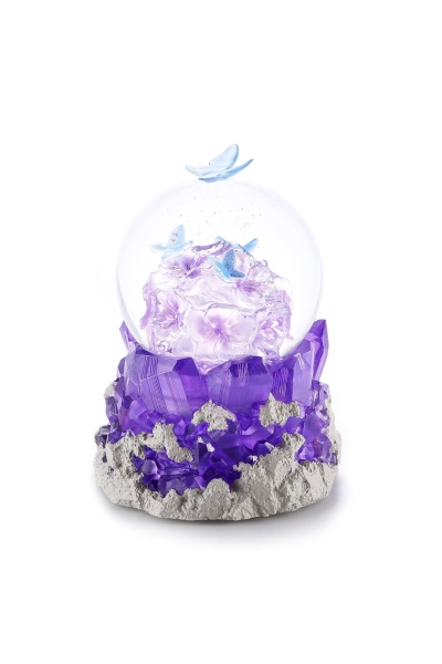 Boule à neige Violettes musicale et lumineuse | GLASSGLOBE