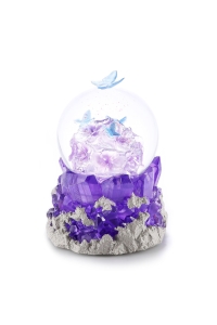 Schneekugel Veilchen mit Musik & Licht | GLASSGLOBE