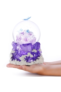 Boule à neige Violettes musicale et lumineuse | GLASSGLOBE