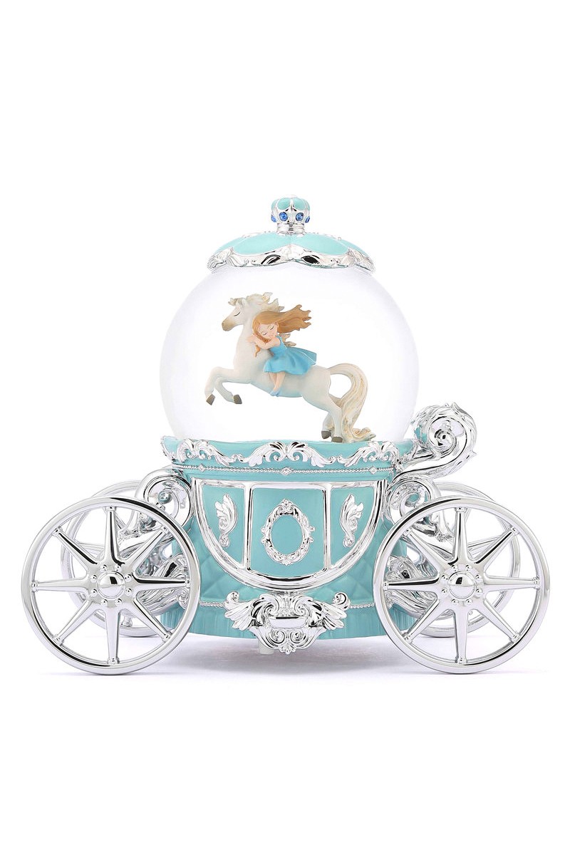 Schneekugel mit Prinzessinnenkutsche, Melodie „La vie en rose“, Beleuchtung und Rotation