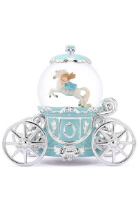 Schneekugel mit Prinzessinnenkutsche, Melodie „La vie en rose“, Beleuchtung und Rotation