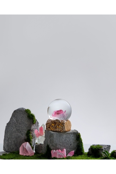Boule à neige musicale Rose avec paillettes | GLASSGLOBE